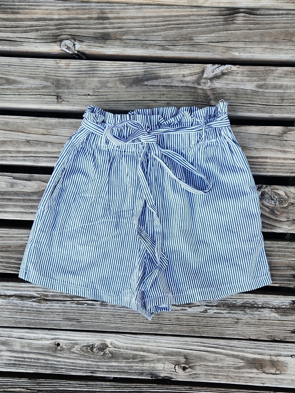 Heart Hips Black White Small Paperbag High Waisted Striped Shorts 100% Cotton
